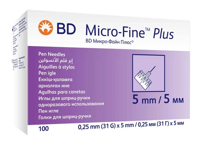 إبر قلم BD Micro Fine Plus - 5 مم 31G، 100 قطعة 'iibr qalam BD Micro Fine Plus - 5 mim 31G, 100 qitea